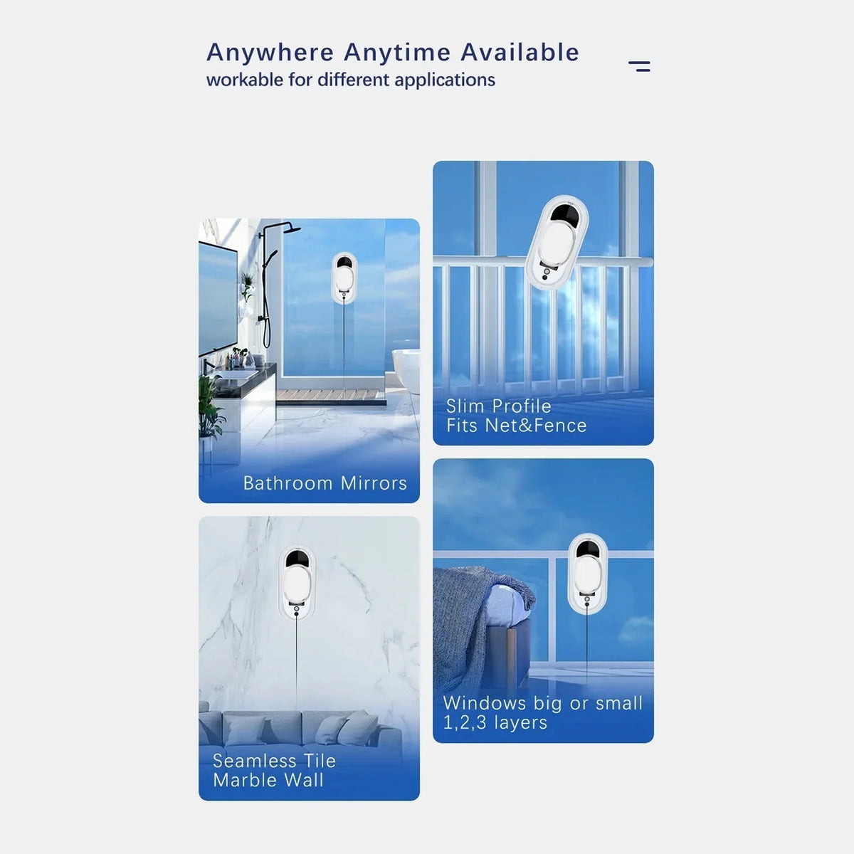 Window Cleaning Robot AI Edge Detection Dual Microfiber Pads