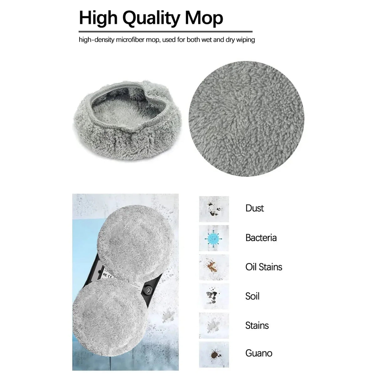 Window Cleaning Robot AI Edge Detection Dual Microfiber Pads