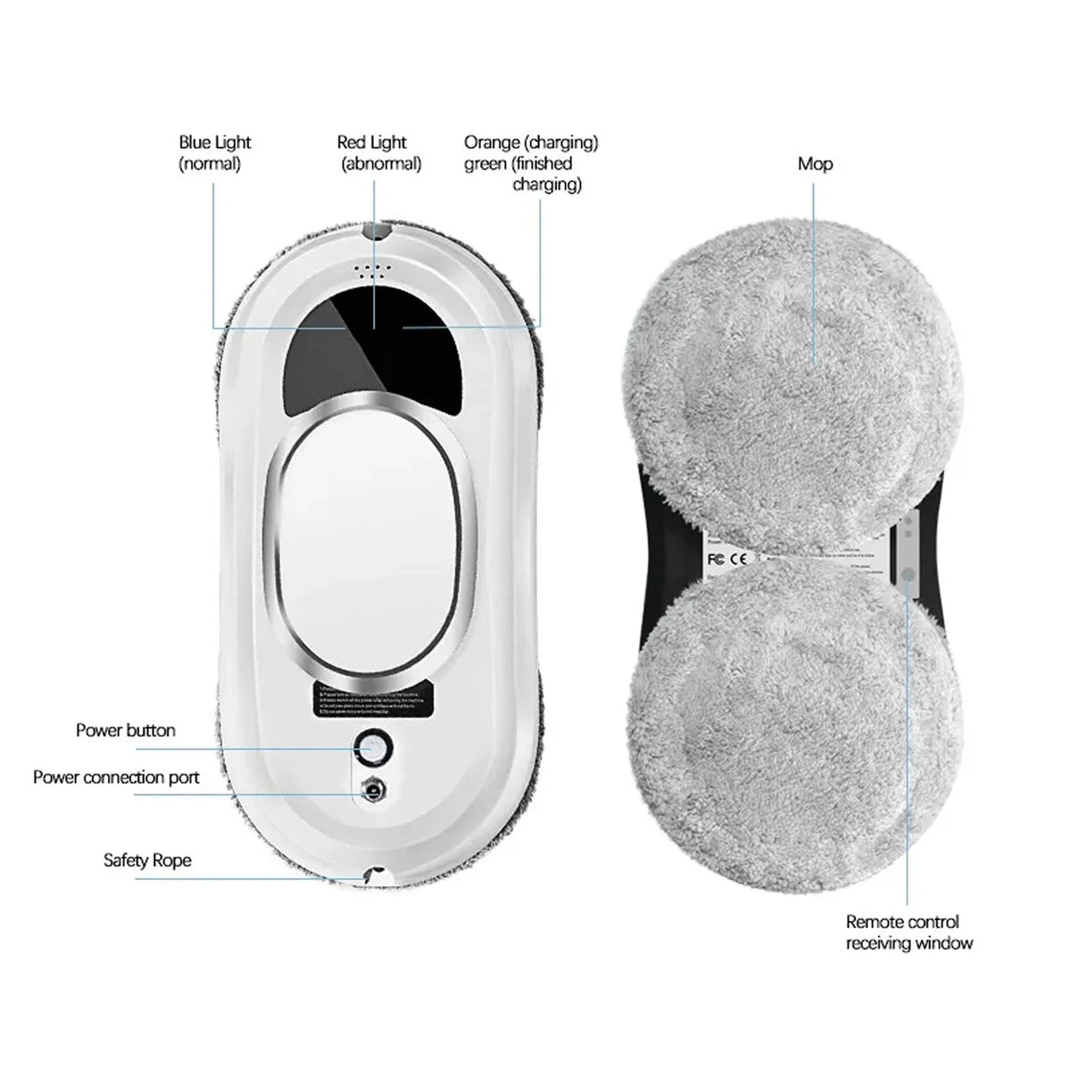 Window Cleaning Robot AI Edge Detection Dual Microfiber Pads
