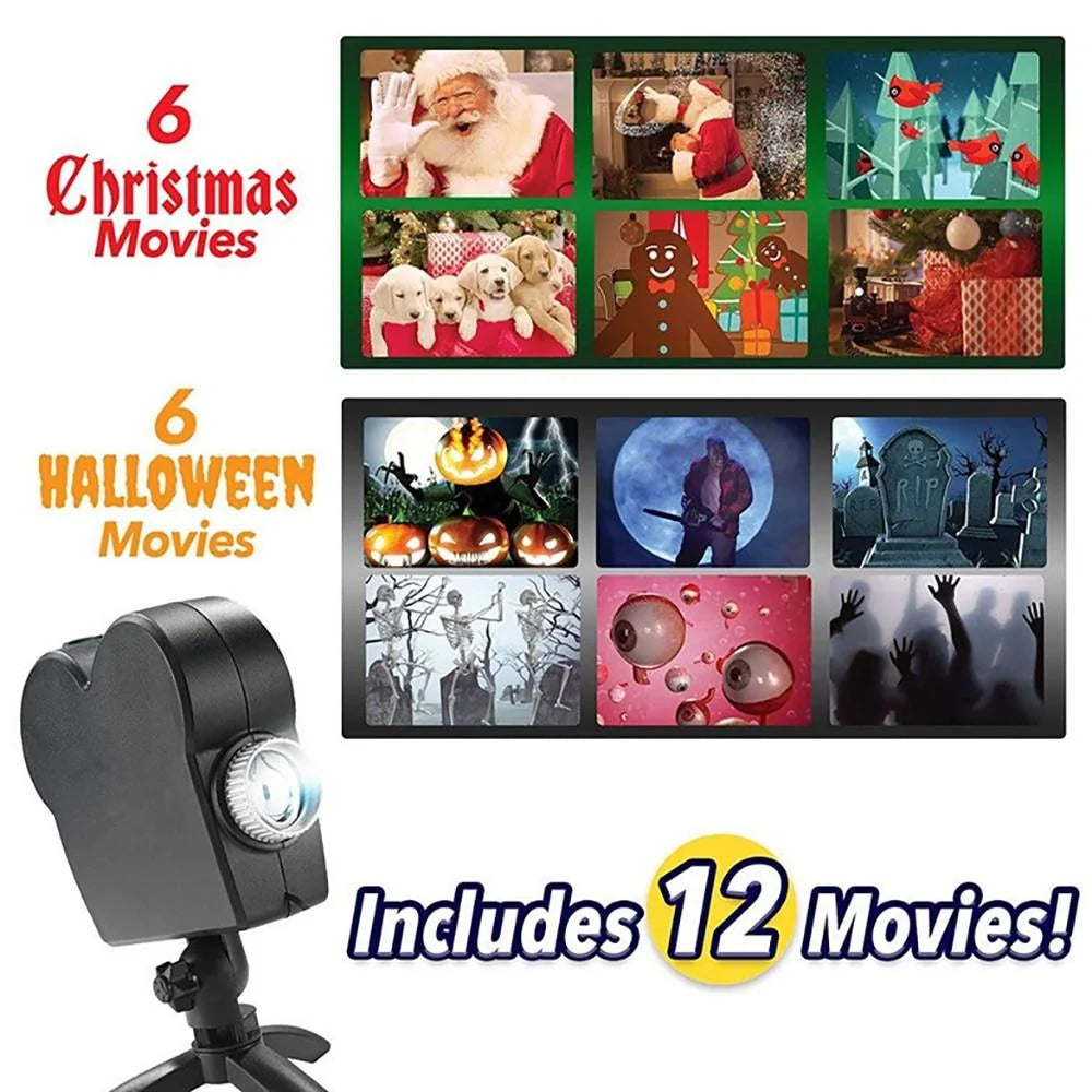 Window Projector 12 Moving Holiday Animations Adjustable Focus