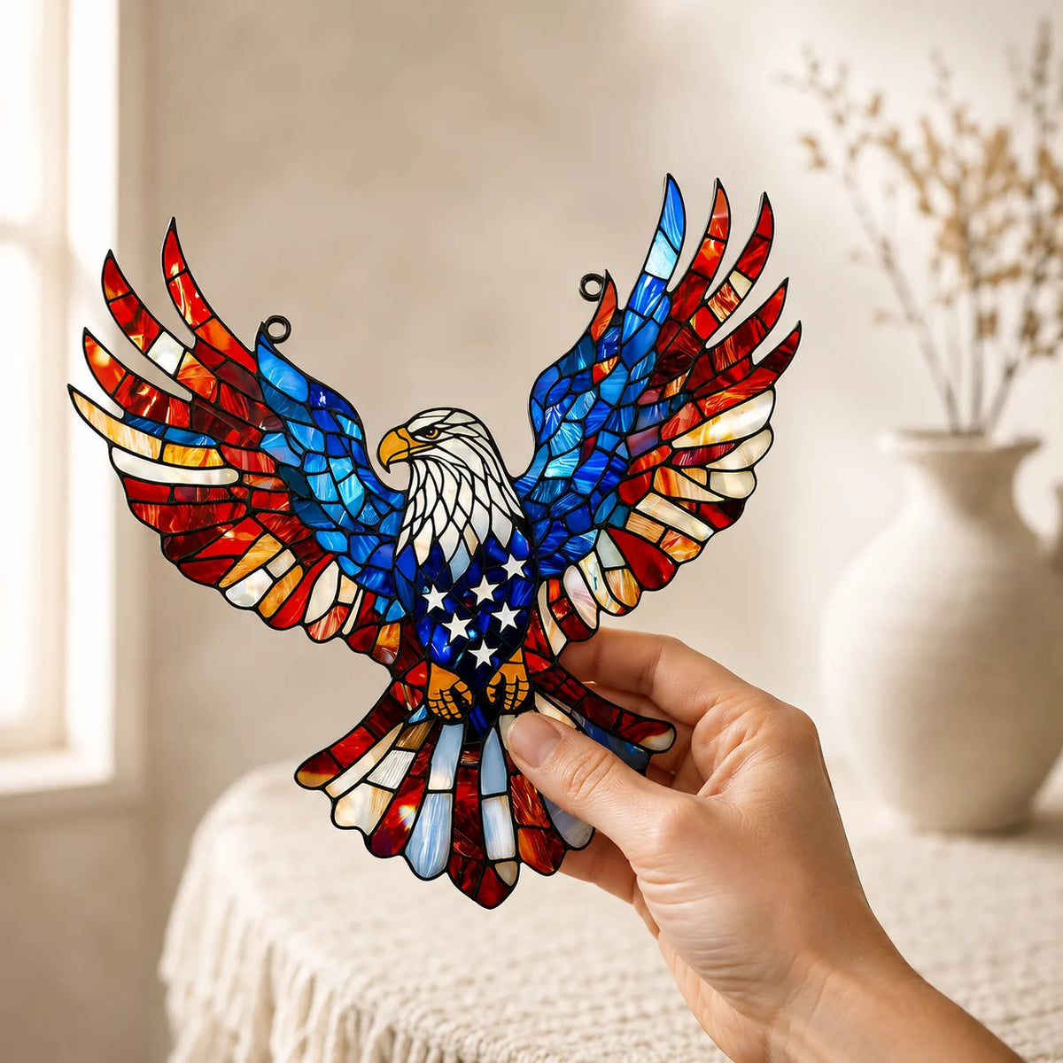 Window Suncatcher Patriotic Eagle Shatter-Resistant Acrylic