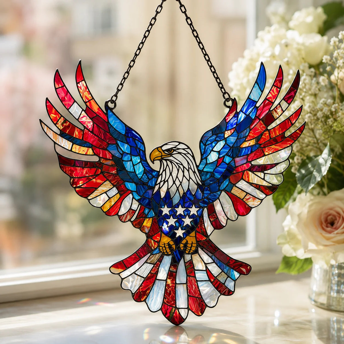 Window Suncatcher Patriotic Eagle Shatter-Resistant Acrylic