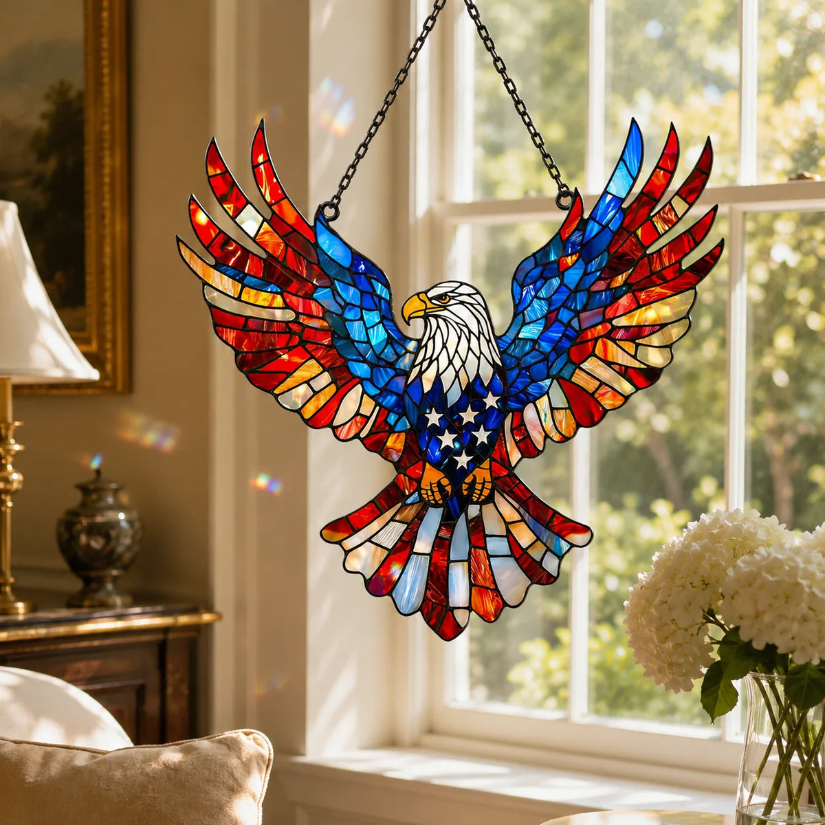 Window Suncatcher Patriotic Eagle Shatter-Resistant Acrylic
