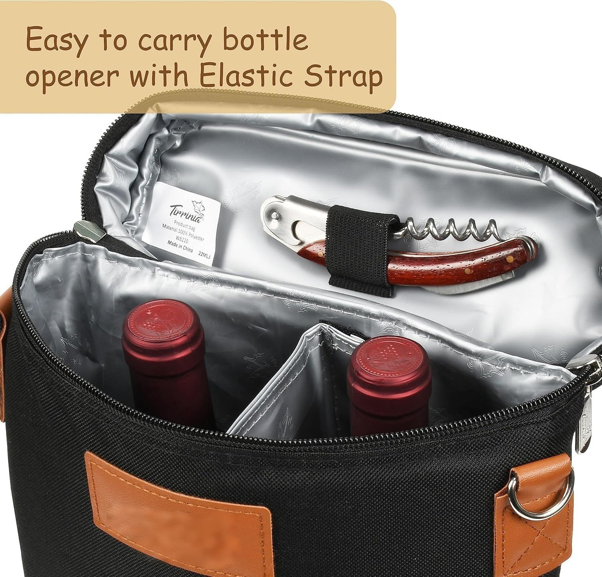 Wine Bottle Carrier Insulated Two-Bottle Padded Divider