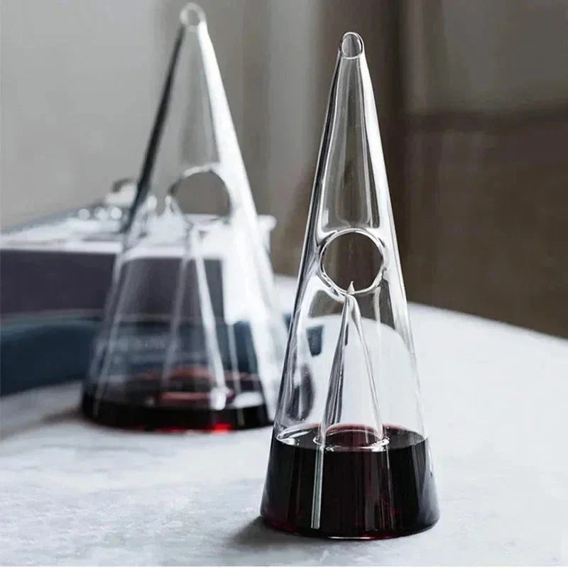 Wine Decanter Glass Pyramid Shape Waterfall Spout