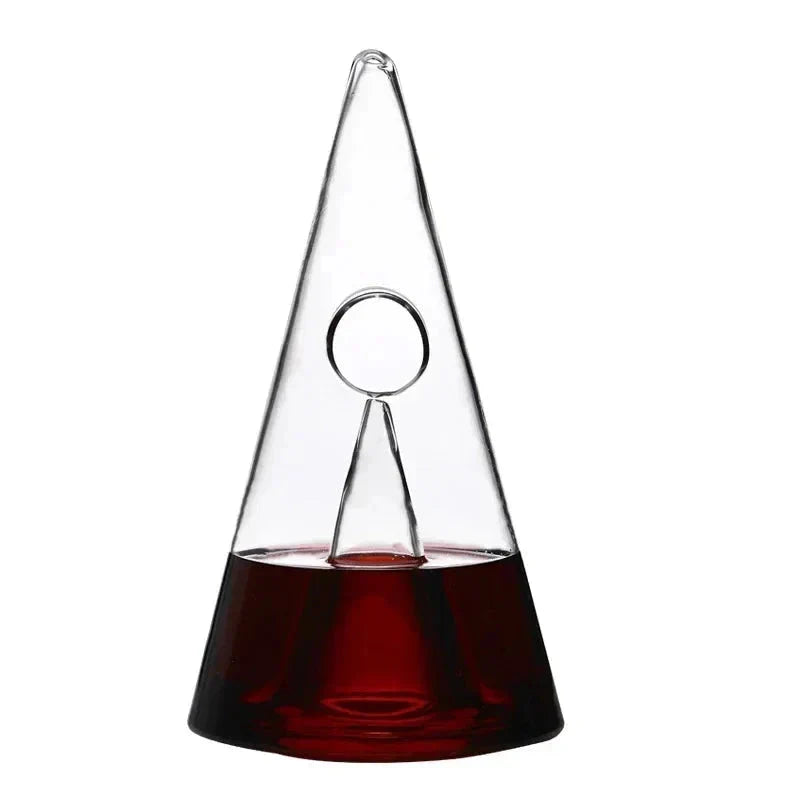 Wine Decanter Glass Pyramid Shape Waterfall Spout