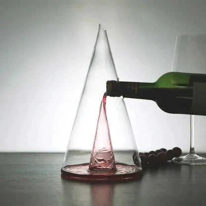 Wine Decanter Glass Pyramid Shape Waterfall Spout