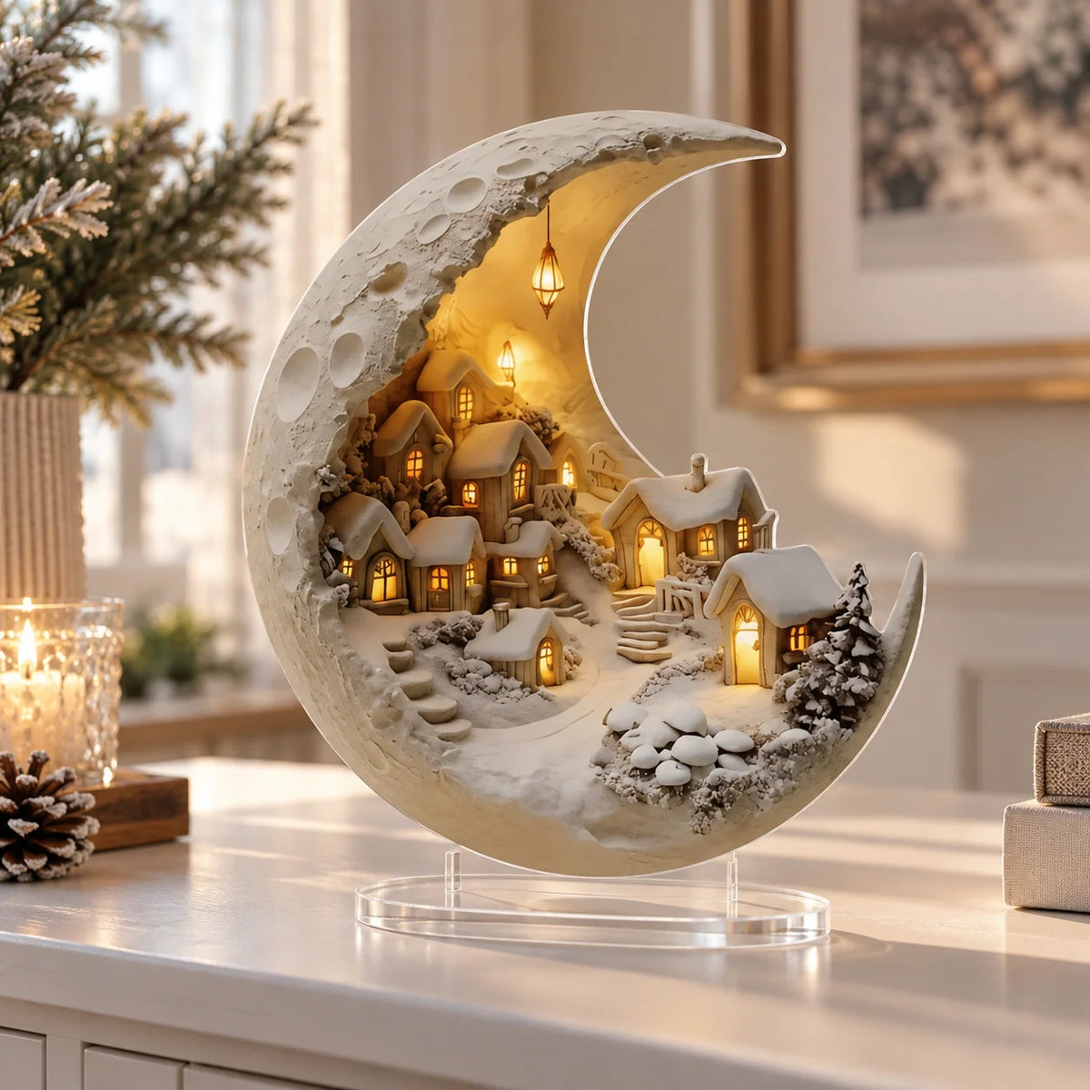 Winter Village Display Acrylic Crescent-Shaped Tool-Free Assembly