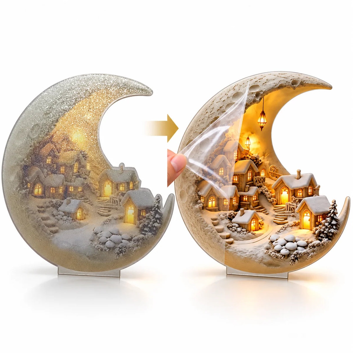 Winter Village Display Acrylic Crescent-Shaped Tool-Free Assembly