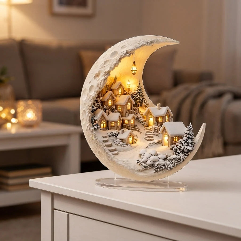 Winter Village Display Acrylic Crescent-Shaped Tool-Free Assembly