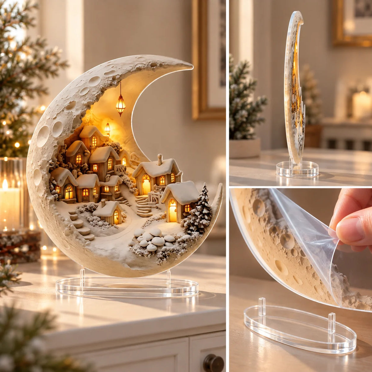 Winter Village Display Acrylic Crescent-Shaped Tool-Free Assembly