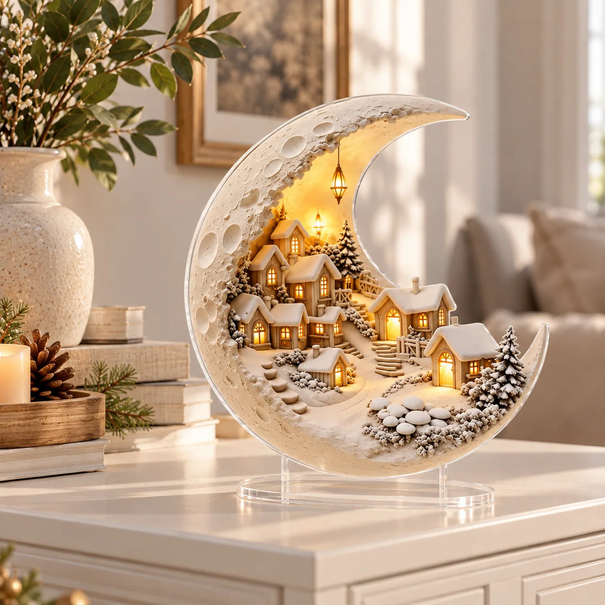 Winter Village Display Acrylic Crescent-Shaped Tool-Free Assembly
