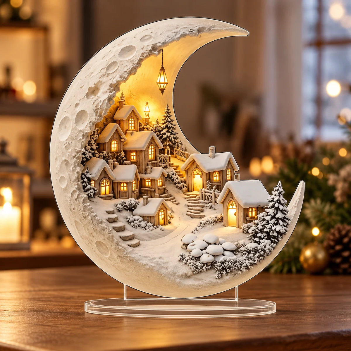 Winter Village Display Acrylic Crescent-Shaped Tool-Free Assembly