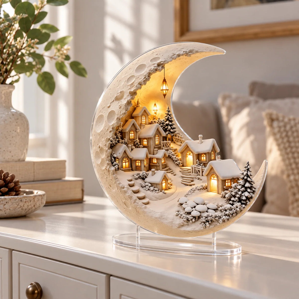 Winter Village Display Acrylic Crescent-Shaped Tool-Free Assembly