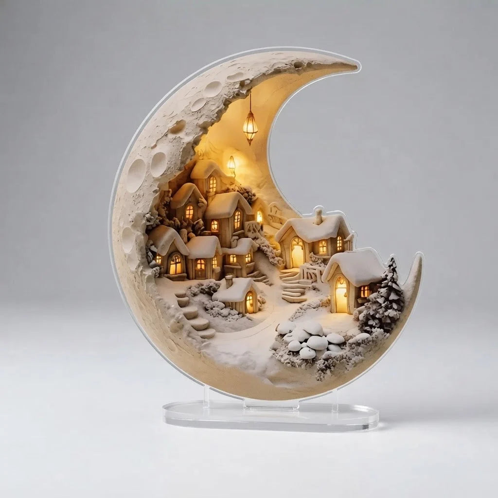 Winter Village Display Acrylic Crescent-Shaped Tool-Free Assembly