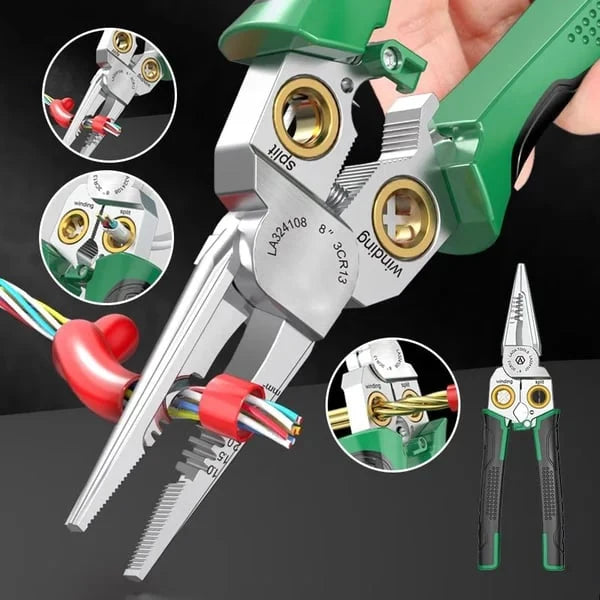 Wire Stripping Pliers 7-in-1 Adjustable Depth Spring-Loaded Handles