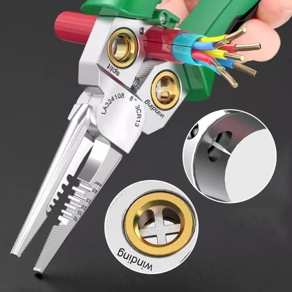 Wire Stripping Pliers 7-in-1 Adjustable Depth Spring-Loaded Handles
