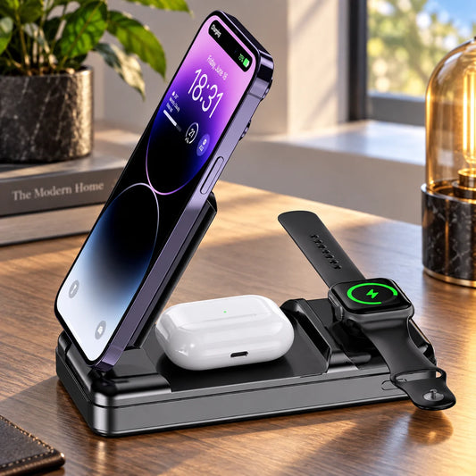 Wireless Charging Station 3-in-1 10,000mAh Portable