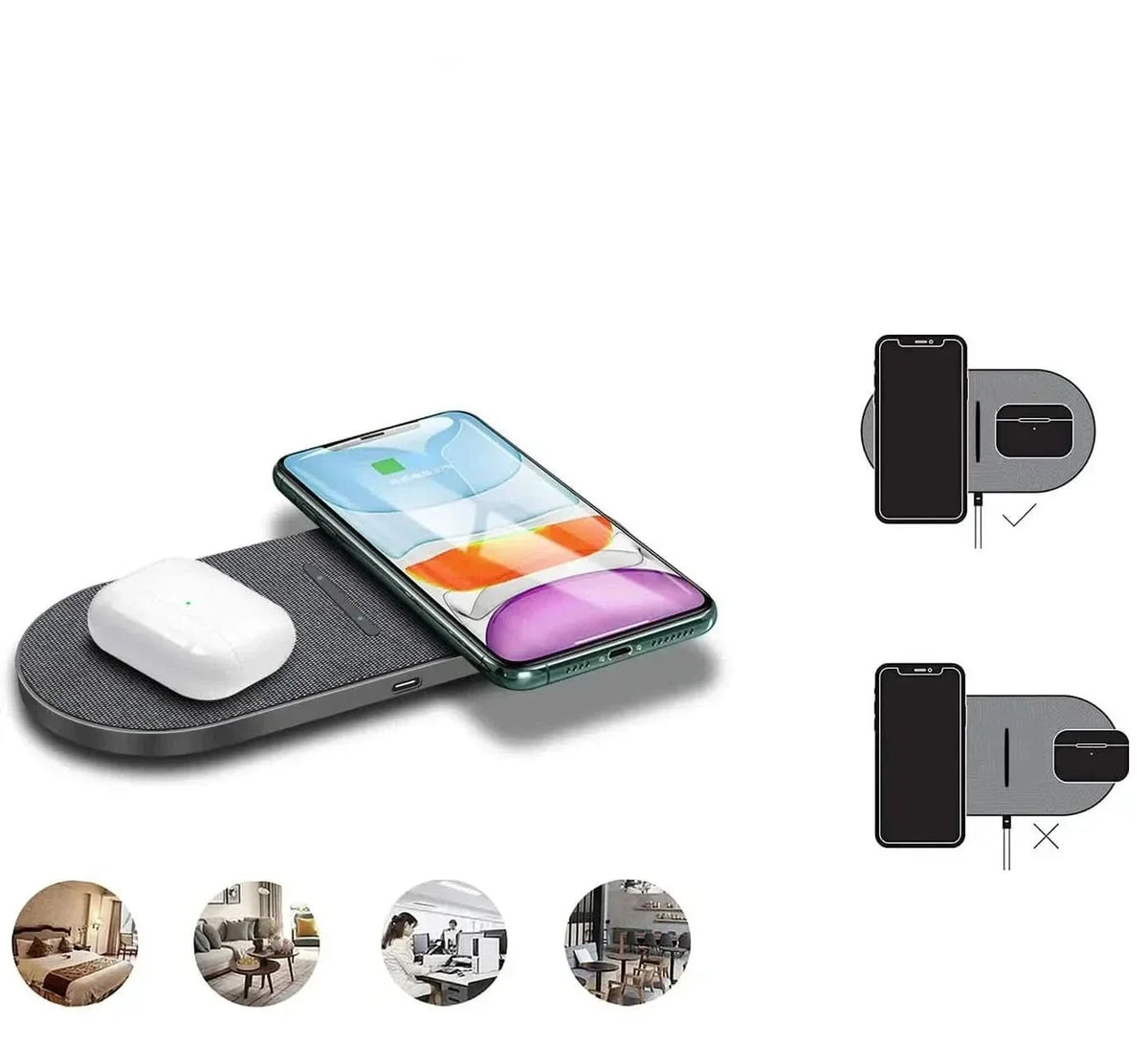Wireless Charging Station Dual-Device Qi-Compatible 40W Fast Charging