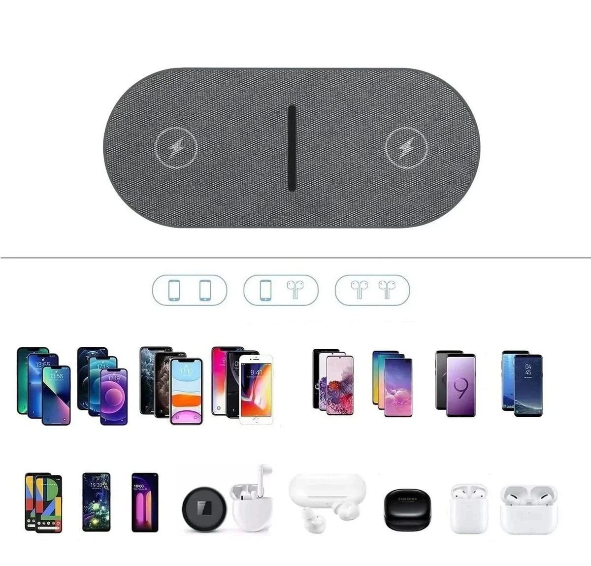 Wireless Charging Station Dual-Device Qi-Compatible 40W Fast Charging