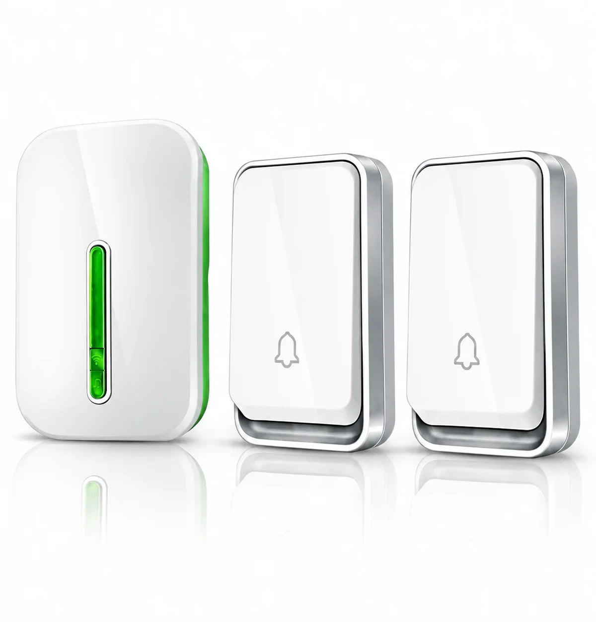 Wireless Doorbell Battery-Free Kinetic Button 394 Ft Range IP44 Weather-Resistant