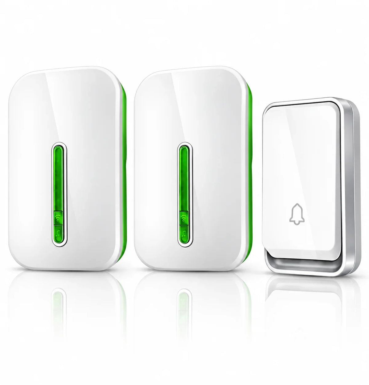 Wireless Doorbell Battery-Free Kinetic Button 394 Ft Range IP44 Weather-Resistant