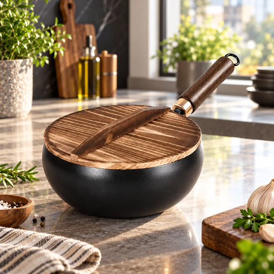 Wok Uncoated Iron Wooden Handle
