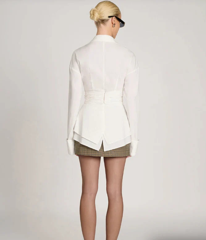 Women's Long Sleeve Shirt Draped Waist Lightweight Fabric