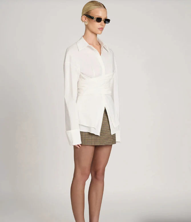 Women's Long Sleeve Shirt Draped Waist Lightweight Fabric