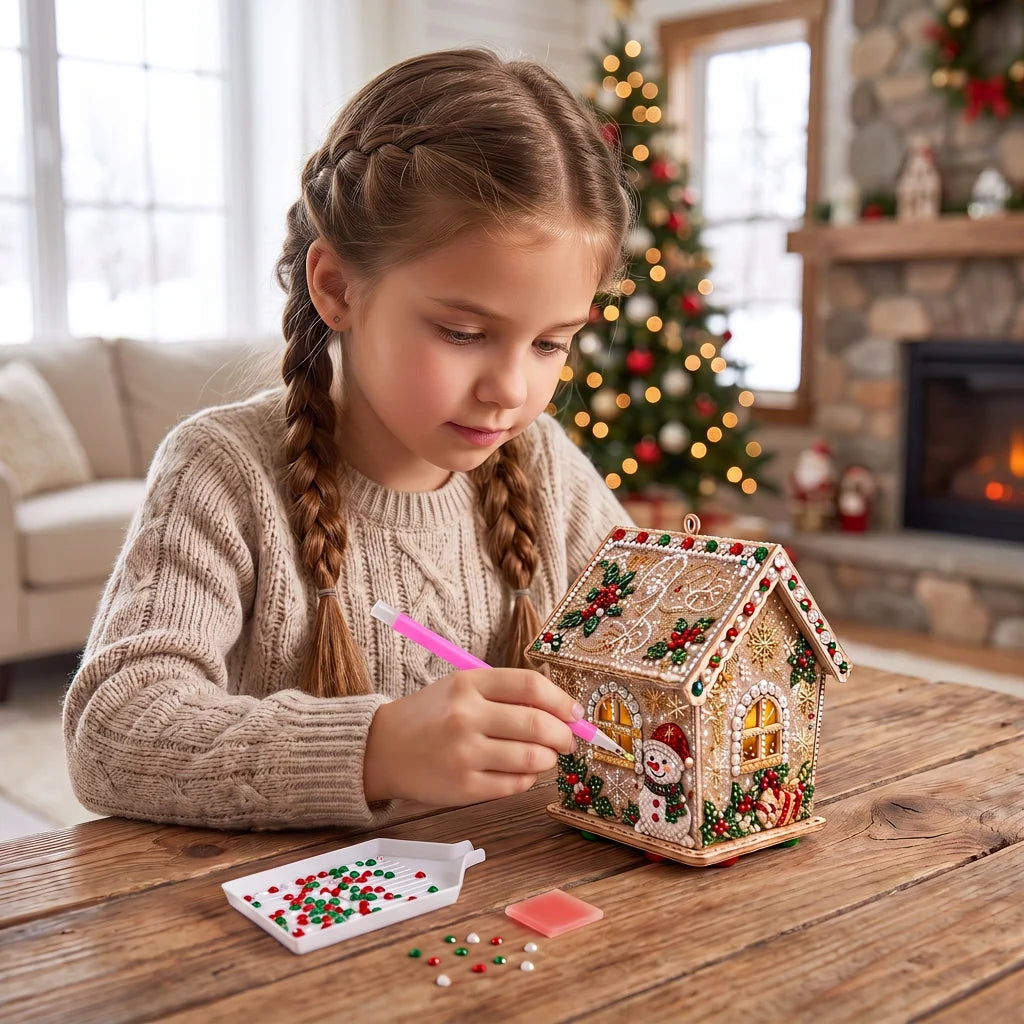 Wooden Puzzle 3D Gingerbread House Diamond Art Kit