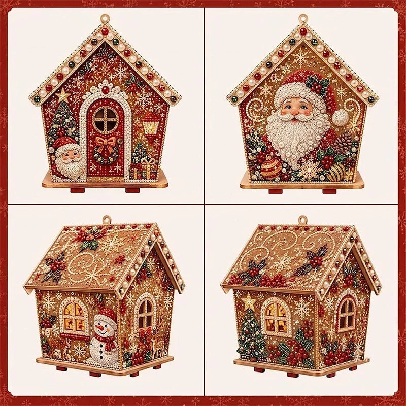 Wooden Puzzle 3D Gingerbread House Diamond Art Kit