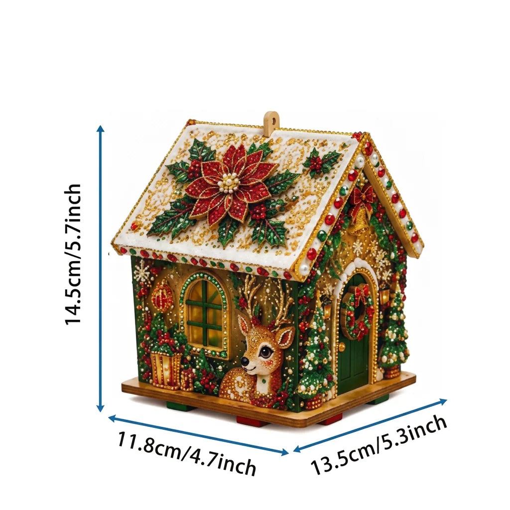 Wooden Puzzle 3D Gingerbread House Diamond Art Kit