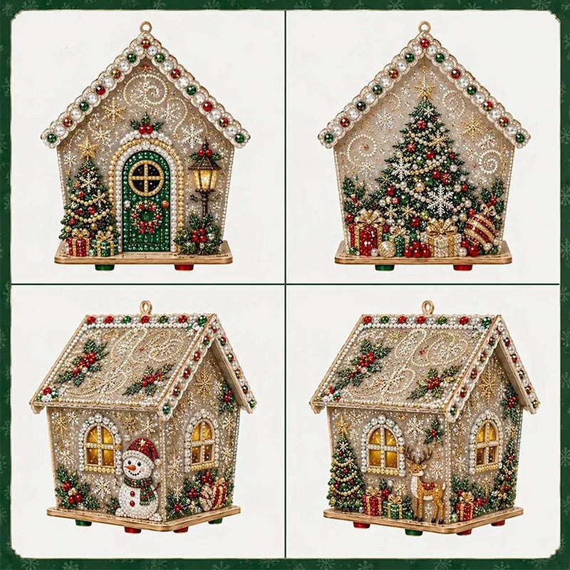 Wooden Puzzle 3D Gingerbread House Diamond Art Kit