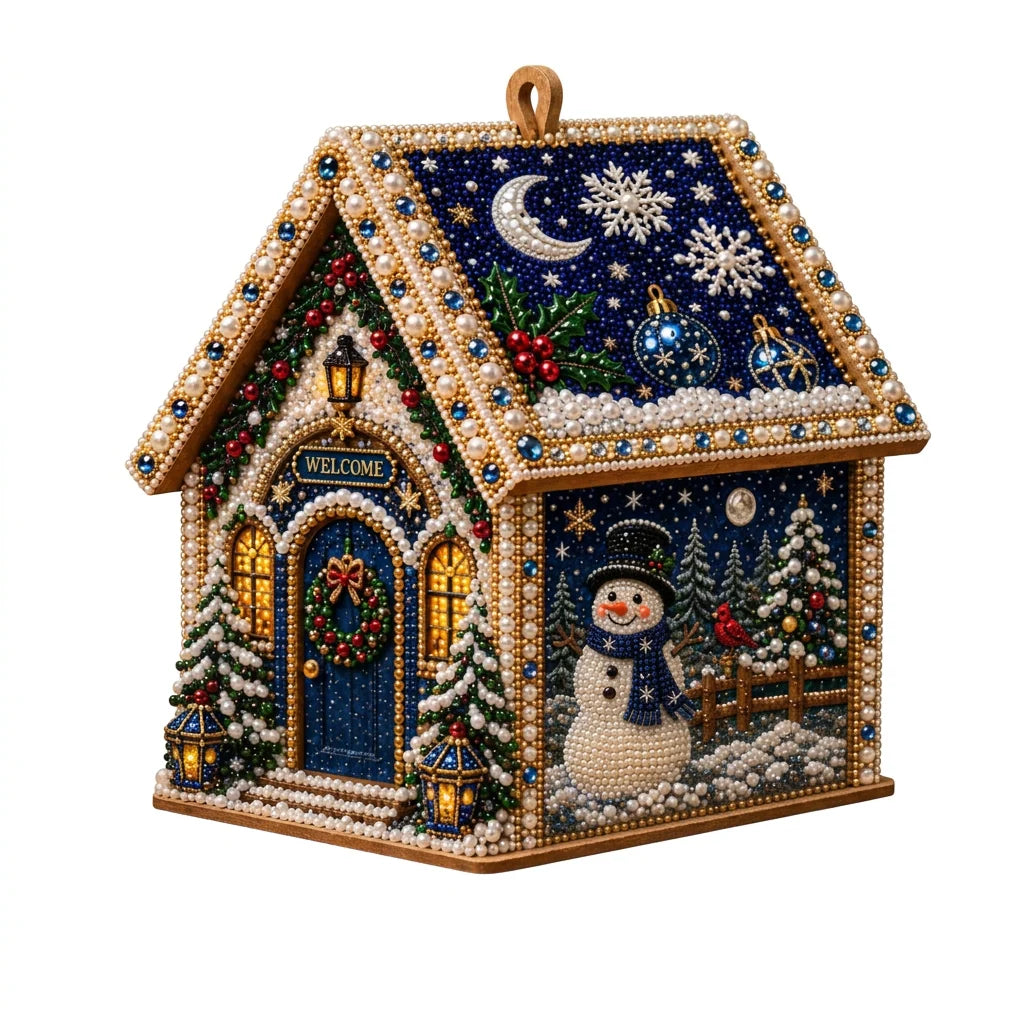 Wooden Puzzle 3D Gingerbread House Diamond Art Kit