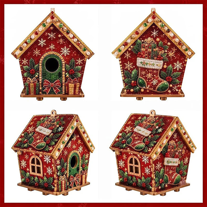 Wooden Puzzle 3D Gingerbread House Diamond Art Kit