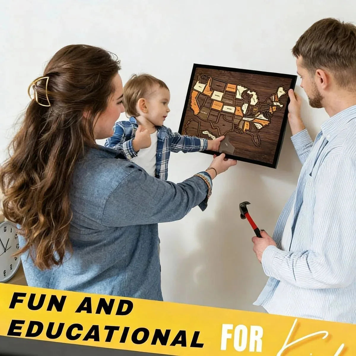 Wooden Puzzle USA Map Design Travel Keepsake