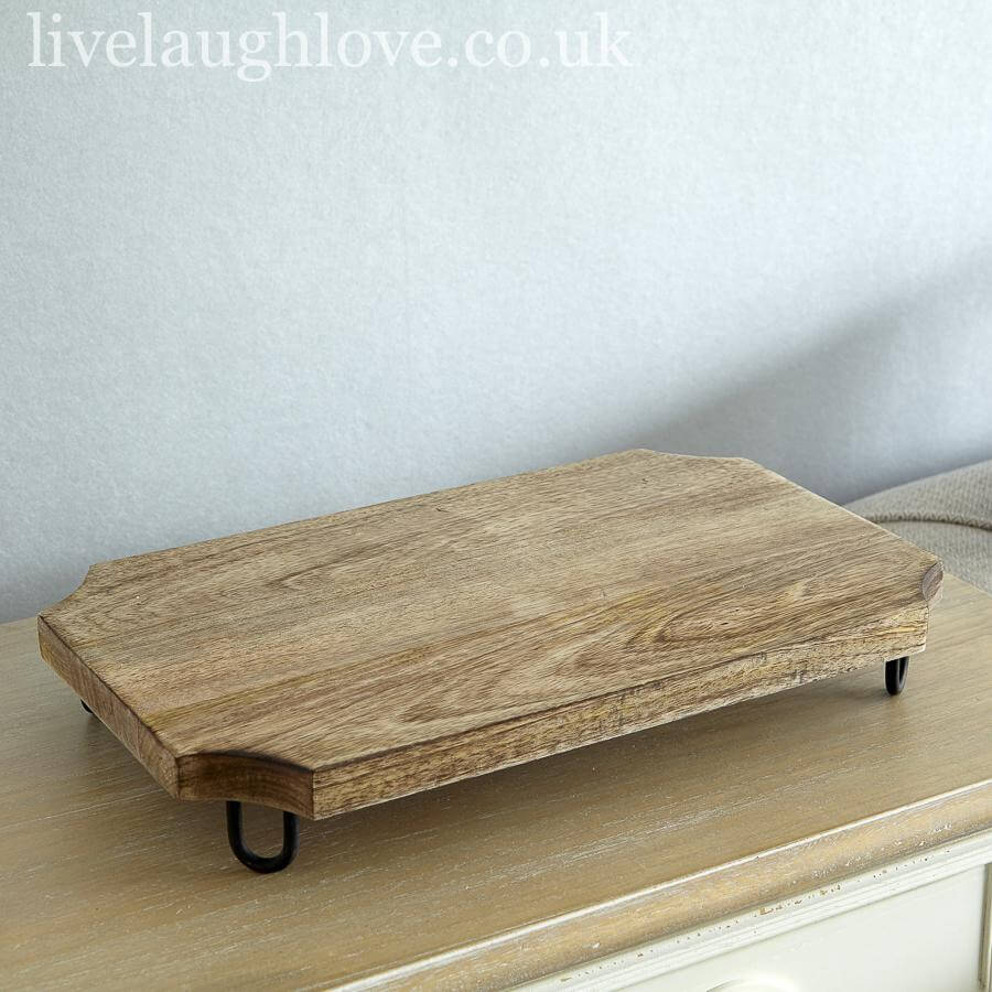 Wooden Serving Board Raised Design with Metal Legs