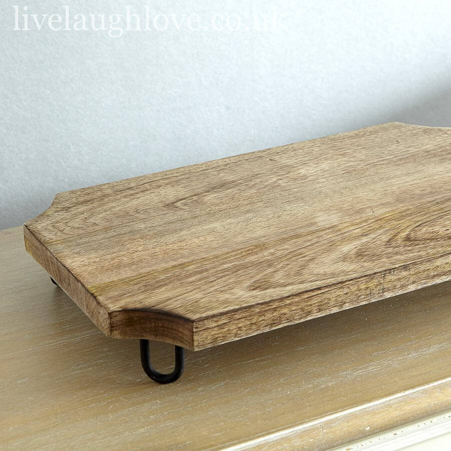 Wooden Serving Board Raised Design with Metal Legs