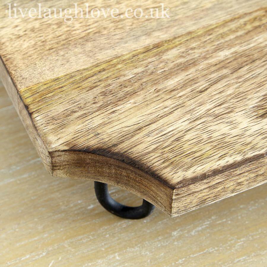 Wooden Serving Board Raised Design with Metal Legs
