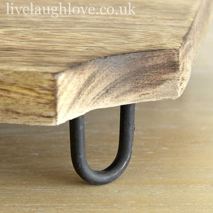 Wooden Serving Board Raised Design with Metal Legs