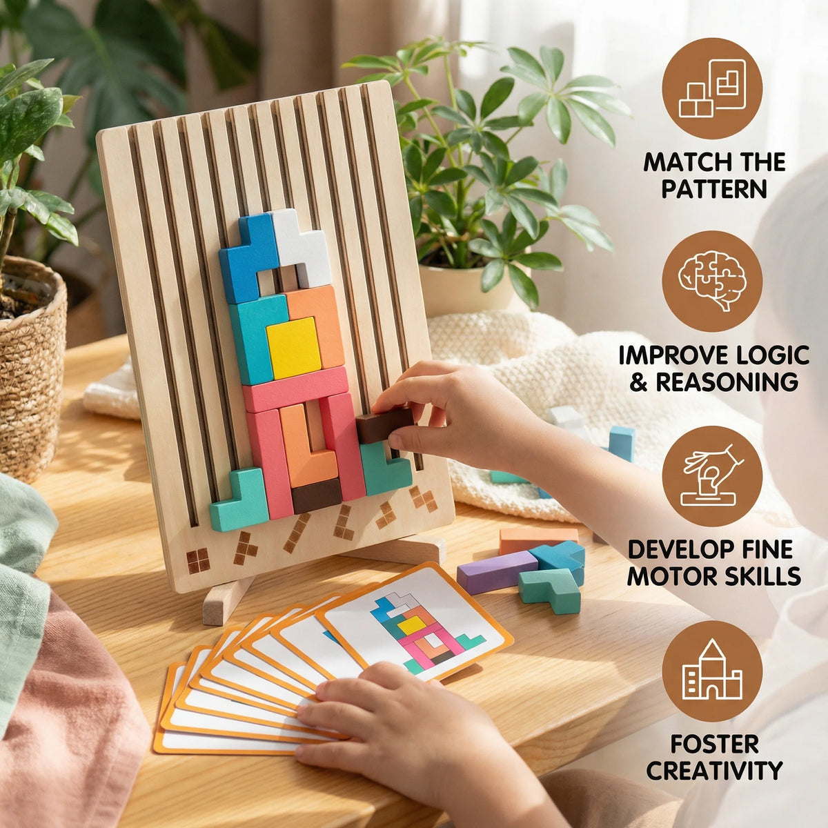Wooden Shape Puzzle Board Geometric Matching Puzzle