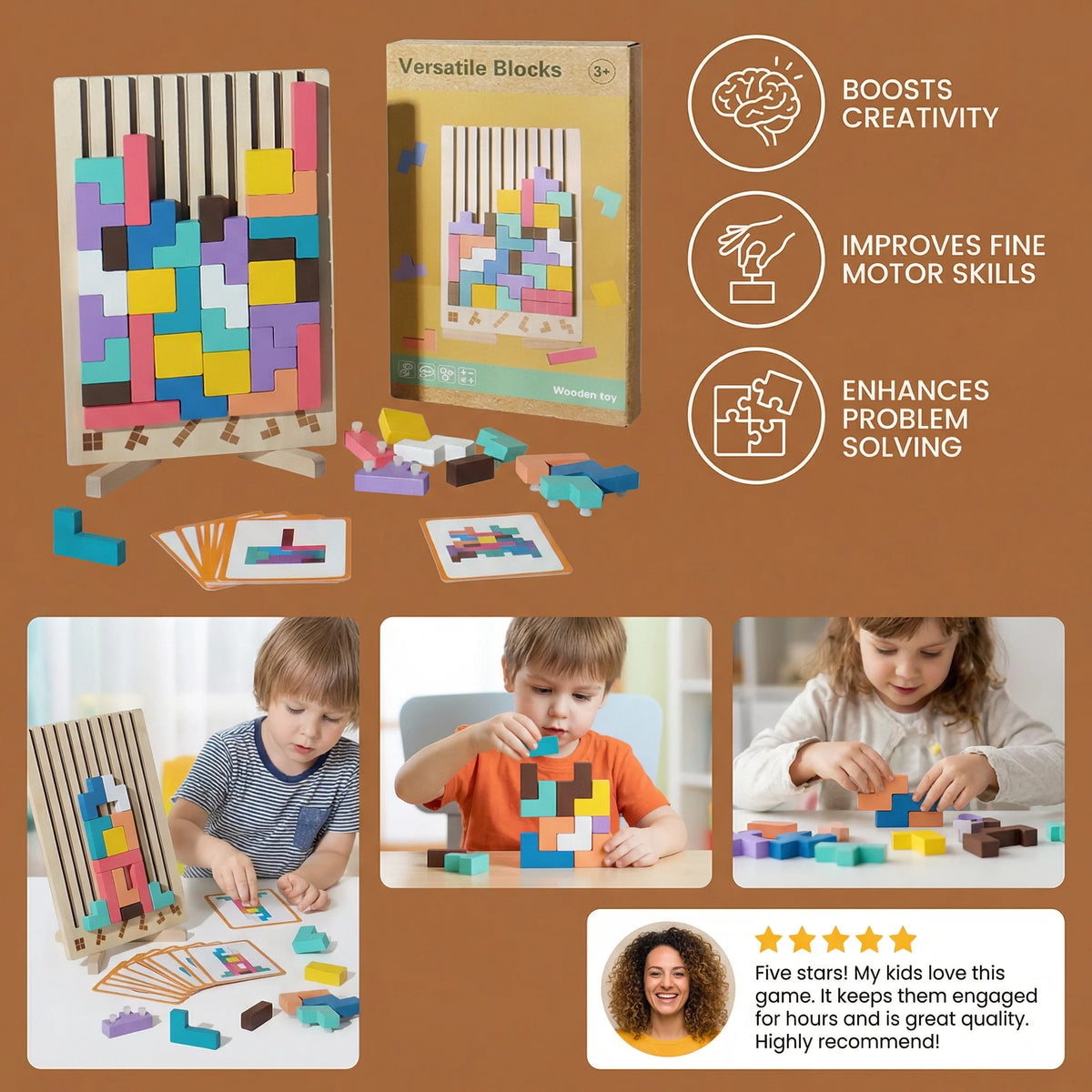 Wooden Shape Puzzle Board Geometric Matching Puzzle