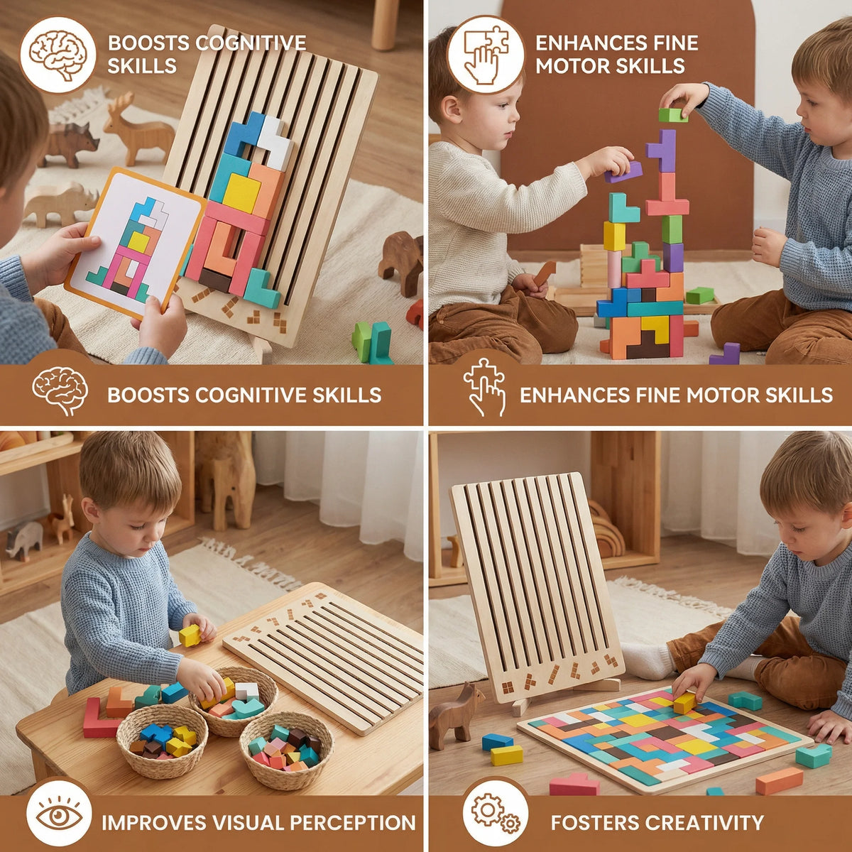 Wooden Shape Puzzle Board Geometric Matching Puzzle