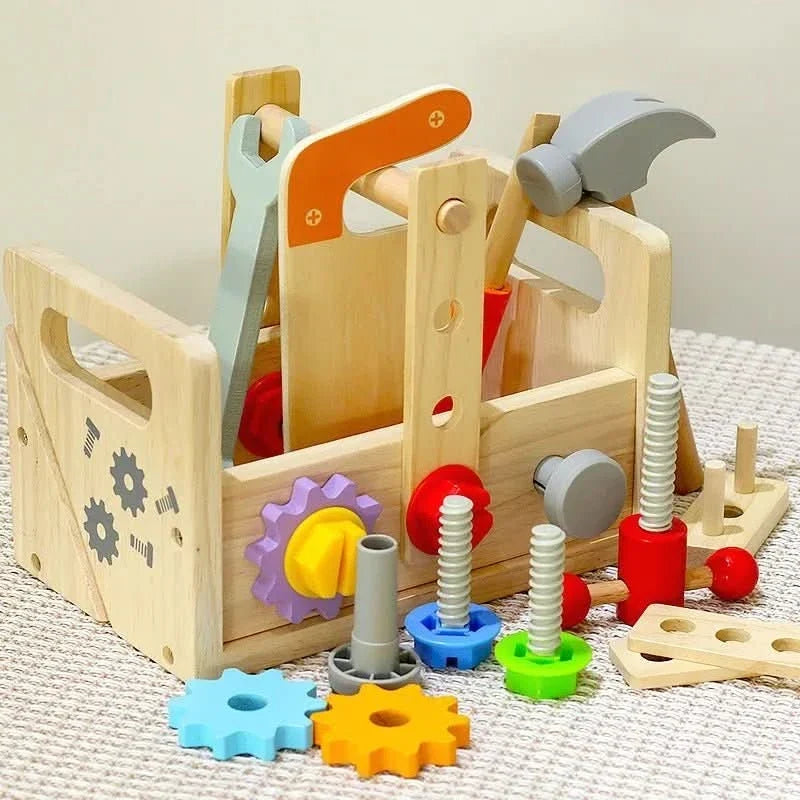 Wooden Toy Toolbox Montessori-Inspired Creative Building Play