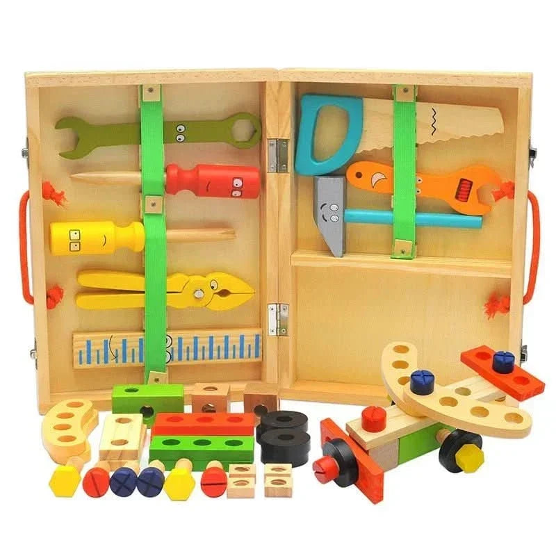 Wooden Toy Toolbox Montessori-Inspired Creative Building Play