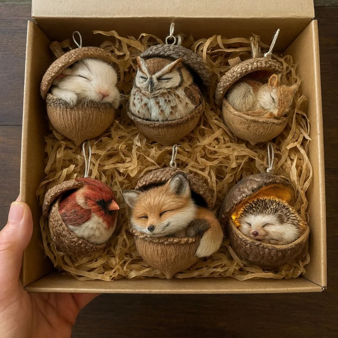Woodland Animal Figurine Sleeping Design Indoor & Outdoor Decor