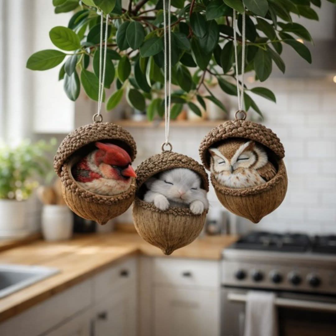 Woodland Animal Figurine Sleeping Design Indoor & Outdoor Decor