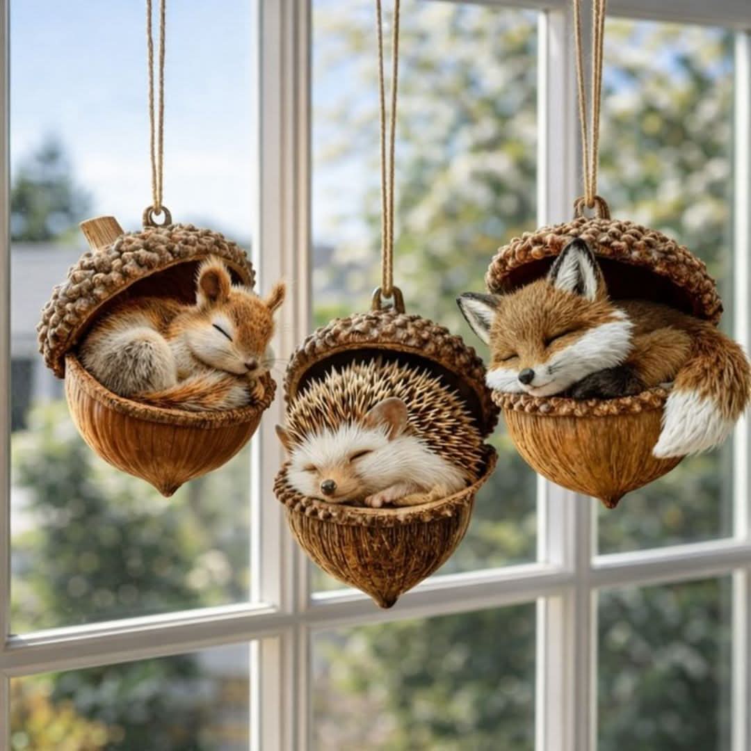 Woodland Animal Figurine Sleeping Design Indoor & Outdoor Decor