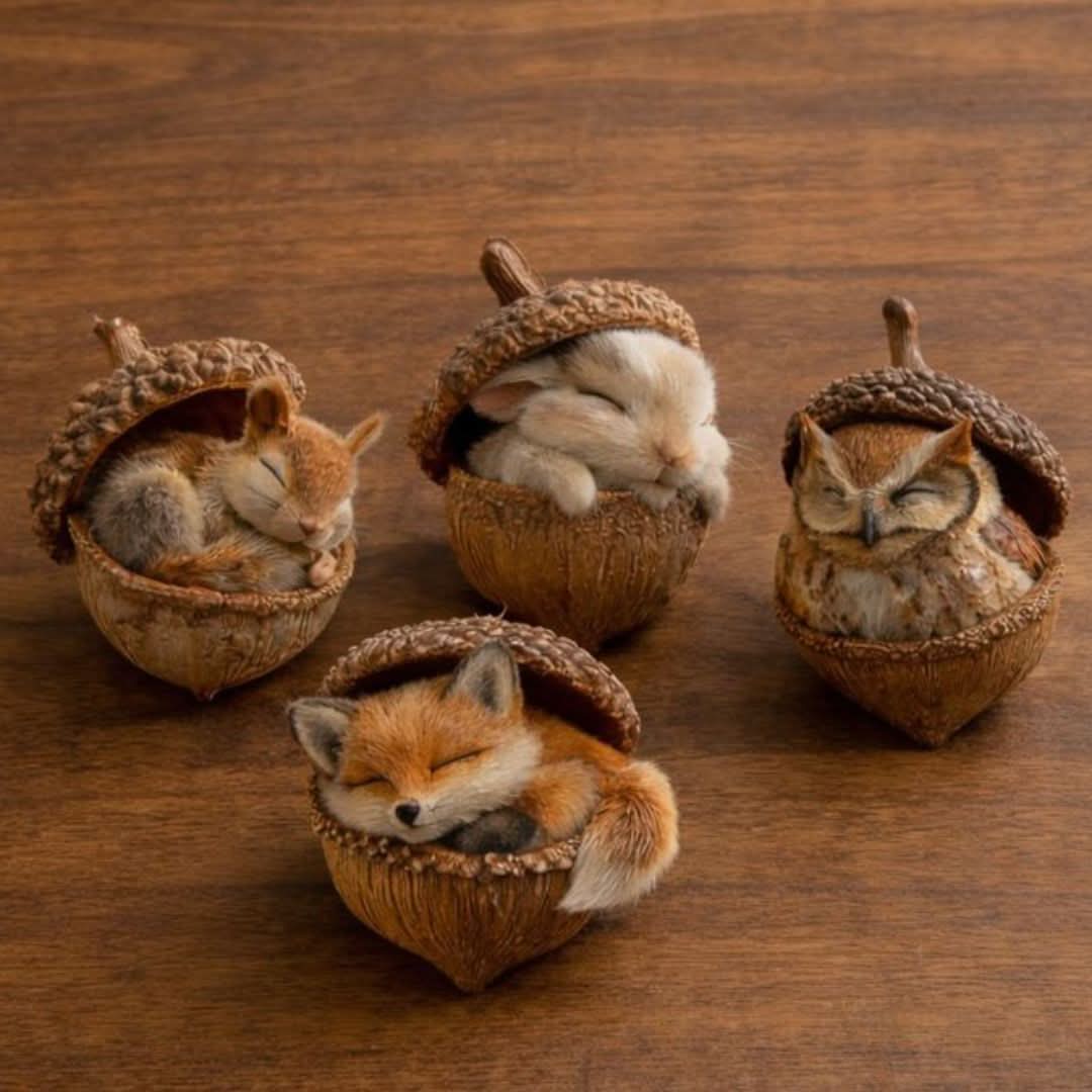 Woodland Animal Figurine Sleeping Design Indoor & Outdoor Decor