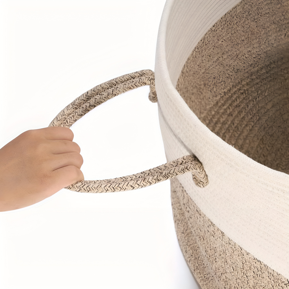 Woven Storage Basket Large Built-In Handles Machine Washable